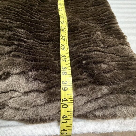 Monique Collection Coat Womens XL Brown Faux Fur Hooded Satin Lined Hook Closure - Picture 10 of 14